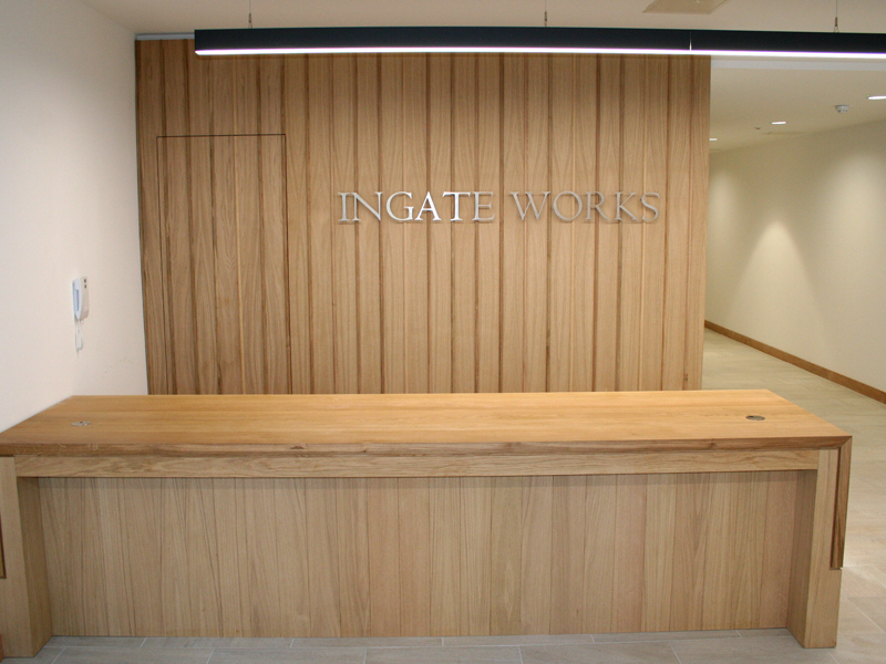 Ingate Works Reception Desk and Sign